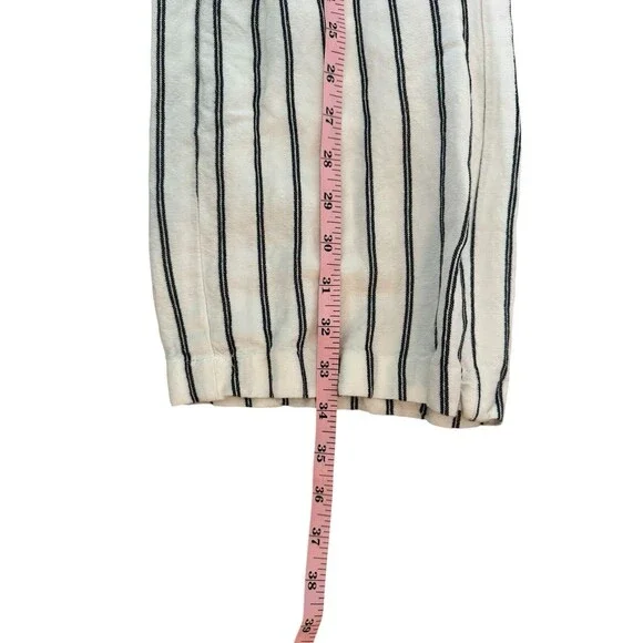 J Jill Women’s Leg Linen Blend Straight Striped White Size 4p Pockets Zip Beachy - Picture 5 of 7